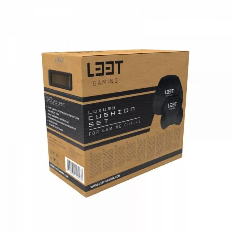 L33T Gaming 160382 Set de cojines de lujo para silla gaming, memory foam, terciopelo, ultrasuave, negro