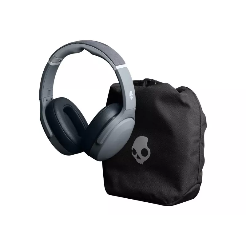 Auriculares Skullcandy Crusher Evo — con cable y Bluetooth, gris, 40 h de batería, USB-C, AUX, plegables