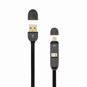 Cable USB-A conector macho a Micro-USB + conector iPhone de 8 pines SBOX 1 m negro