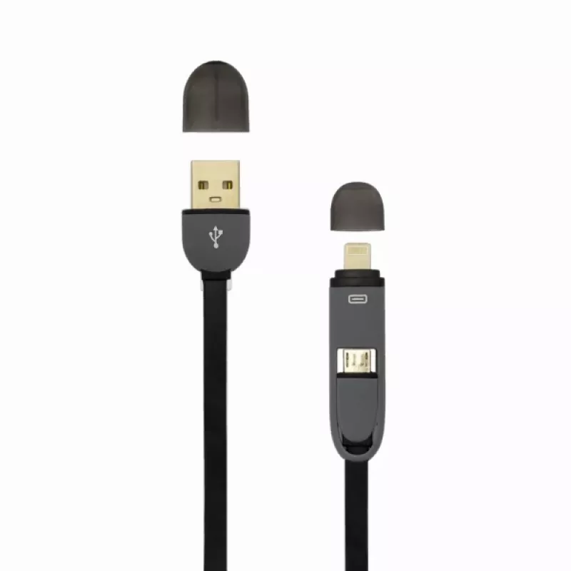 Cable USB-A conector macho a Micro-USB + conector iPhone de 8 pines SBOX 1 m negro