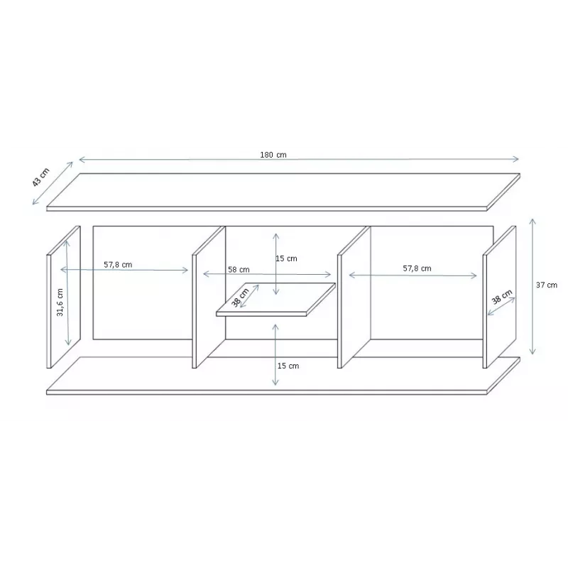 Soporte de TV Cama SOHO 180 gris/blanco brillante