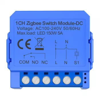 Módulo de conmutación ZigBee de 1 canal Avatto ZWSM16-DC32V-1, contacto libre de potencial, DC 32V