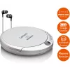 Lenco CD-201SI Reproductor de CD portátil con función de audiolibro y carga, plateado