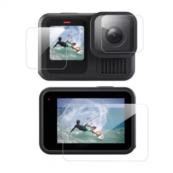 Protector de pantalla de cristal templado Telesin 3 en 1 para GoPro Hero 13 Black (S6-FLM-07-TGP) – set de 3 piezas