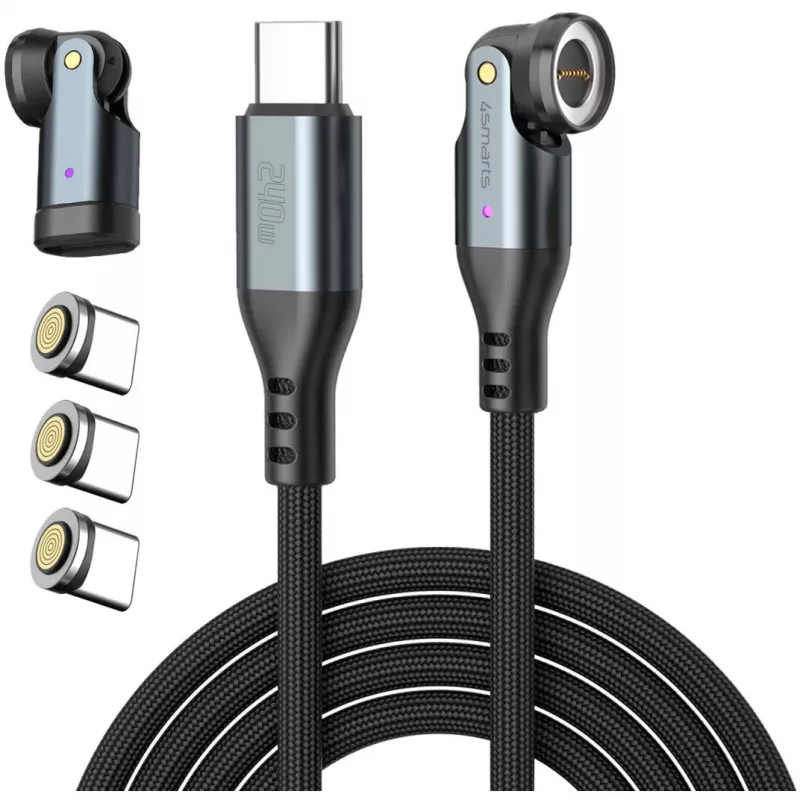 Cable USB-C 4smarts GravityCord 240W 1,8 m – carga de alto rendimiento y datos de USB-C a USB-C