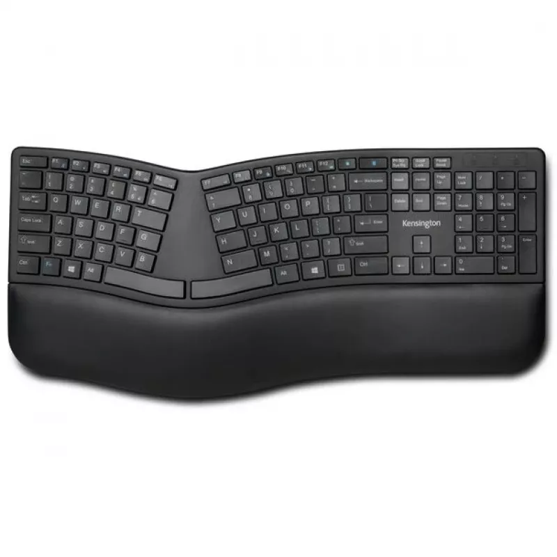 Kensington ProFit Ergo Teclado inalámbrico FR, tamaño completo (100%), con cable e inalámbrico, RF inalámbrico + USB, AZERTY, negro