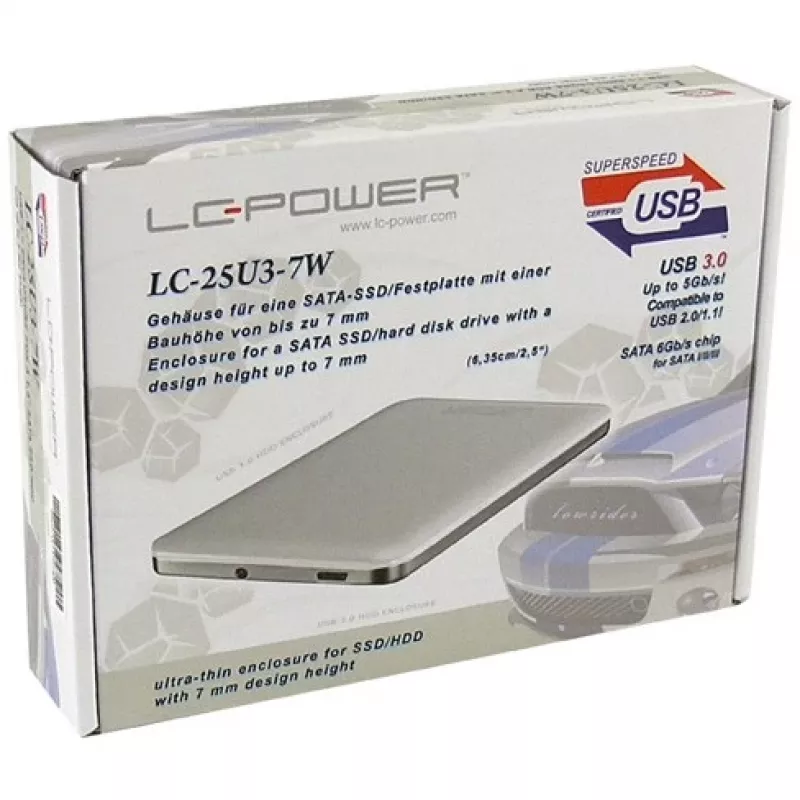 LC-Power LC-25U3-7W, solo carcasa 2.5, USB 3.0, blanco, para SATA HDD/SSD (LC-25U3-7W)