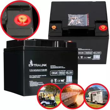 Batería para SAI Extralink Accumulator AGM 12V 45Ah — plomo-ácido sellada (VRLA), 1 ud., negro