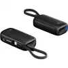 Batería externa 5.000 mAh, cable USB-C integrado de 13 cm, 20 vatios (negro, 5 Ah, 1x USB-A, 1x USB-C, PD, QC)