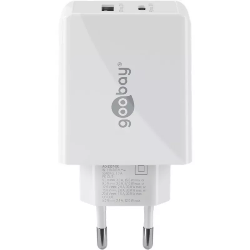 Goobay Dual USB-C™ PD (Power Delivery) Cargador Rápido (30 W) (61674)