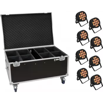 EUROLITE set de 8x LED IP PAR 12x9W SCL Spot con maleta con ruedas
