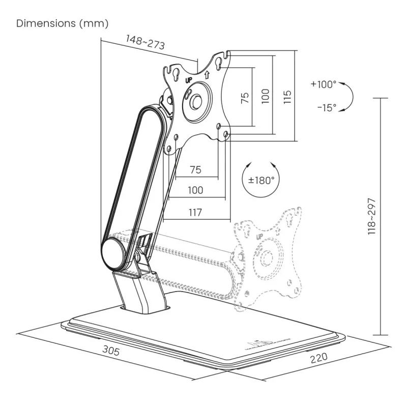 Soporte para pantalla táctil MACLEAN MC-989 para pantallas táctiles, carga máx. 8 kg, soporte de pie