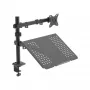 Akyga AK-MB-04 Soporte de sobremesa para monitor con bandeja para portátil, 15-32 inch, 2x 10 kg, VESA 75x75 / 100x100, negro