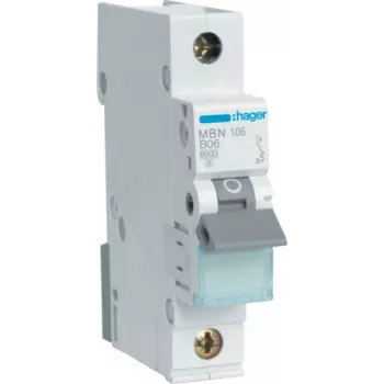 Hager MBN106. Frecuencia de entrada CA: 50/60 Hz, corriente nominal de salida: 6 A (MBN106)