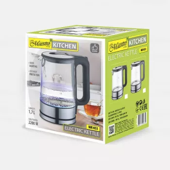 Hervidor de agua Maestro MR-053 1,7 l 2200 W cuerpo de cristal negro con indicador de nivel de agua