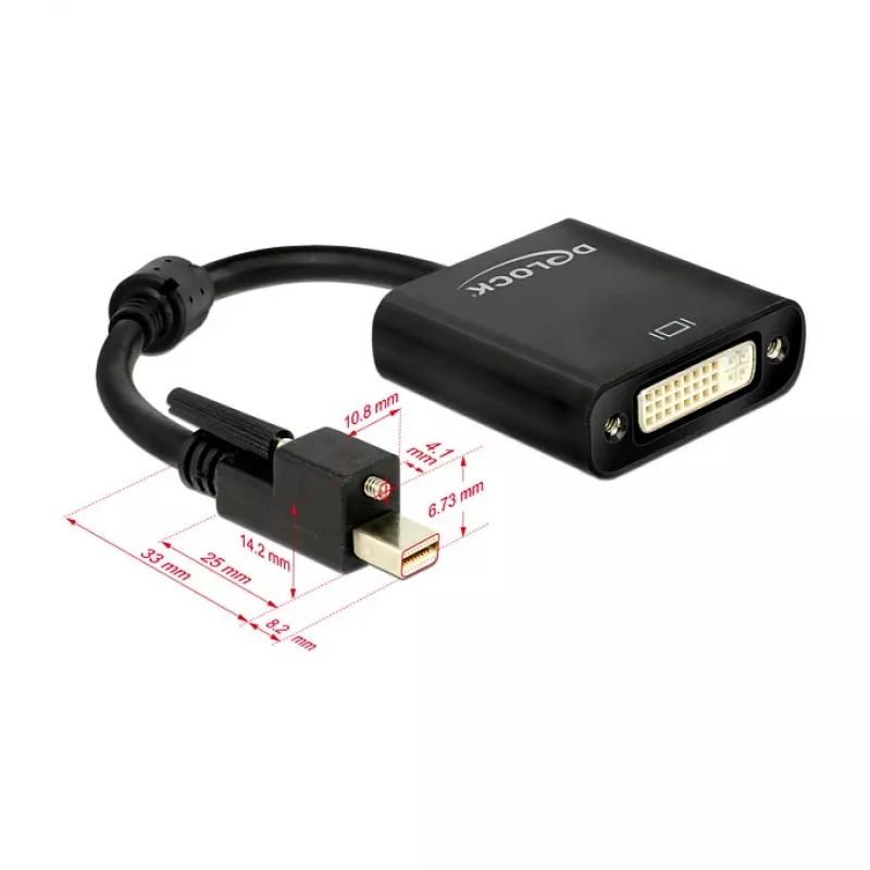 Adaptador de cable de vídeo DeLOCK 62639 Mini DisplayPort a DVI-I 0,25 m Negro