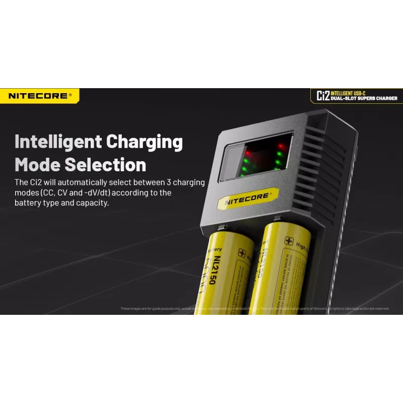 Cargador de baterías Nitecore Ci12 cargador USB universal para Li‑Ion, NiCd, NiMH, entrada 3A 5/9/12V, carcasa de plástico