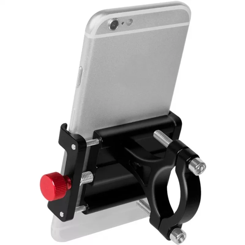 Soporte para smartphone de bicicleta LogiLink, fijación, negro/rojo aleación de aluminio de alta calidad, apto para dispositivos móviles - 1 ud. (AA0146)