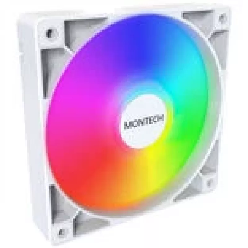 Ventilador de refrigeración Montech GF120 PWM ARGB 120 mm blanco, control PWM, iluminación ARGB
