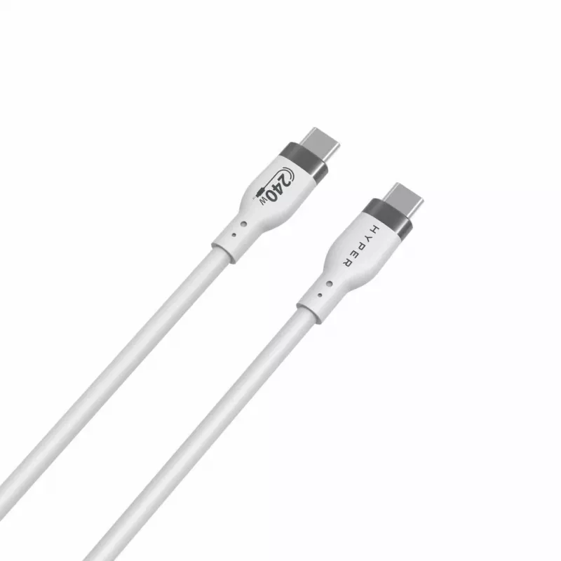 HYPER HyperJuice Cable de silicona USB-C a USB-C 240W (0,9 m/1 m) - blanco