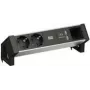Accesorio de corriente Bachmann DESK2 ALU negro — 2x tomas con contacto de protección, 1x cargador USB