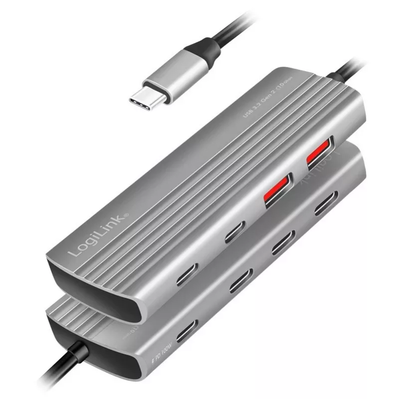 LogiLink hub USB 3.2 Gen2 7+1 puertos 2x USB-A 5x USB-C PD 100W aluminio