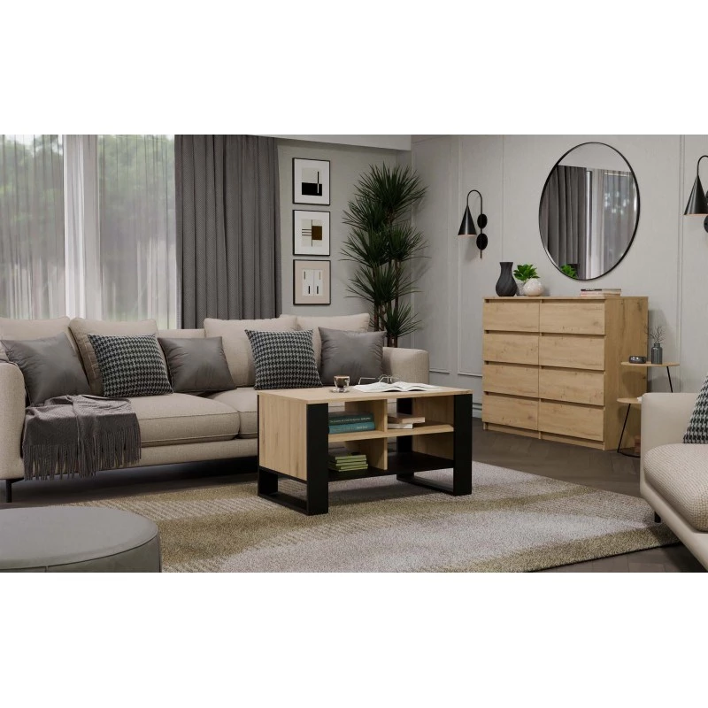 Mesa de centro top e shop Topeshop STOLIK KAWOWY ŁAWA MODERN 4P Roble Artisan Czern