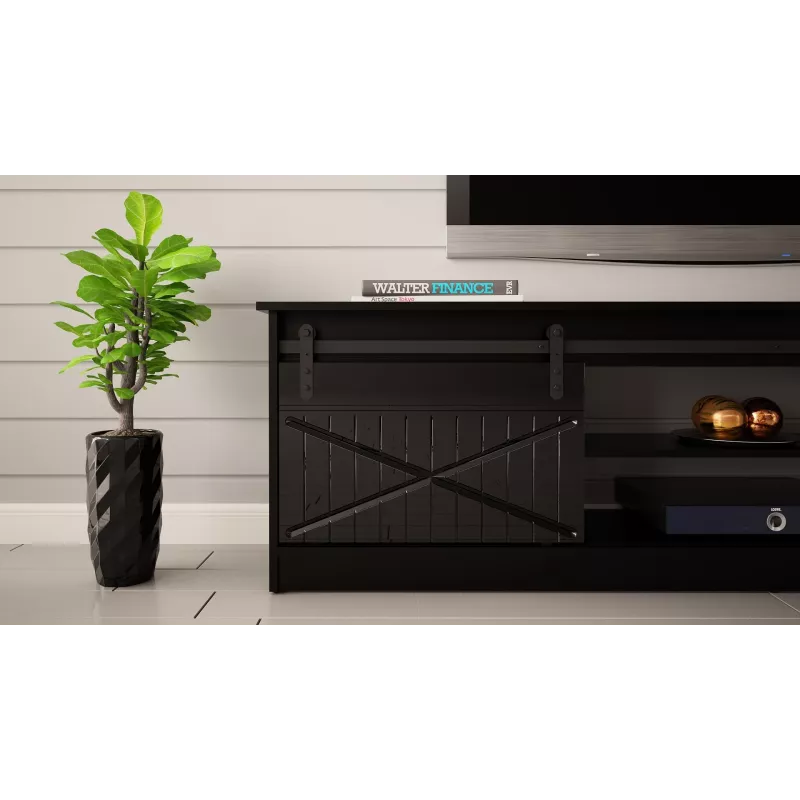 Mueble RTV GRANERO 200x56.7x35 negro/negro brillante