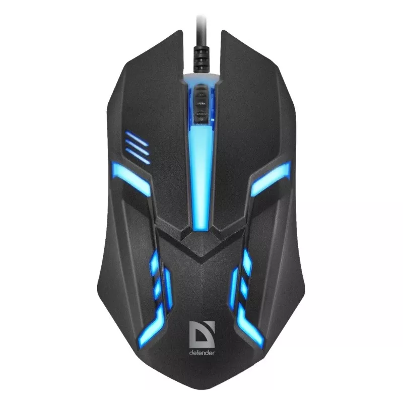 Ratón óptico con cable DEFENDER CYBER MB-560L — ambidiestro, 1200 DPI, USB Type-A, 2 botones, negro