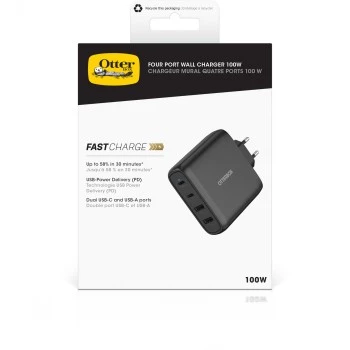 Cargador de pared OTTERBOX 78-81343 100W GaN con 2× conectores USB-C y 2× USB-A