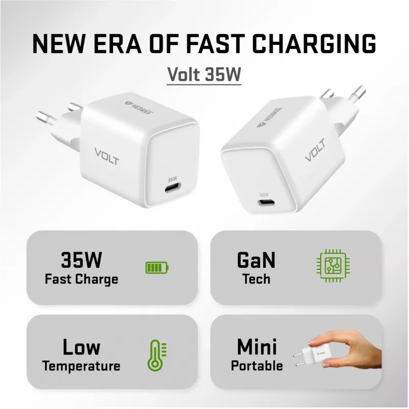 Cargador de pared USB-C 35W 3A Power Delivery 3.0 QC 3.0 blanco