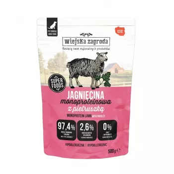 WIEJSKA ZAGRODA Monoprotein cordero - comida húmeda para perros - 500g