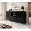 Cómoda Cama Meble ABETO 150x42x82 cm, negro alto brillo, estructura de MDF, 1 cajón