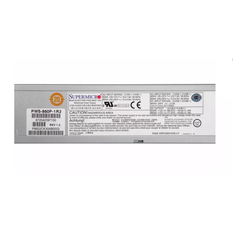 Accesorio para servidor fuente de alimentación 860W REDUNDANT/PWS-860P-1R2 Supermicro