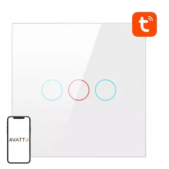 Interruptor de luz inteligente Avatto TS02-EU-W3 WiFi 3 vías — interruptor WiFi de pared para control múltiple