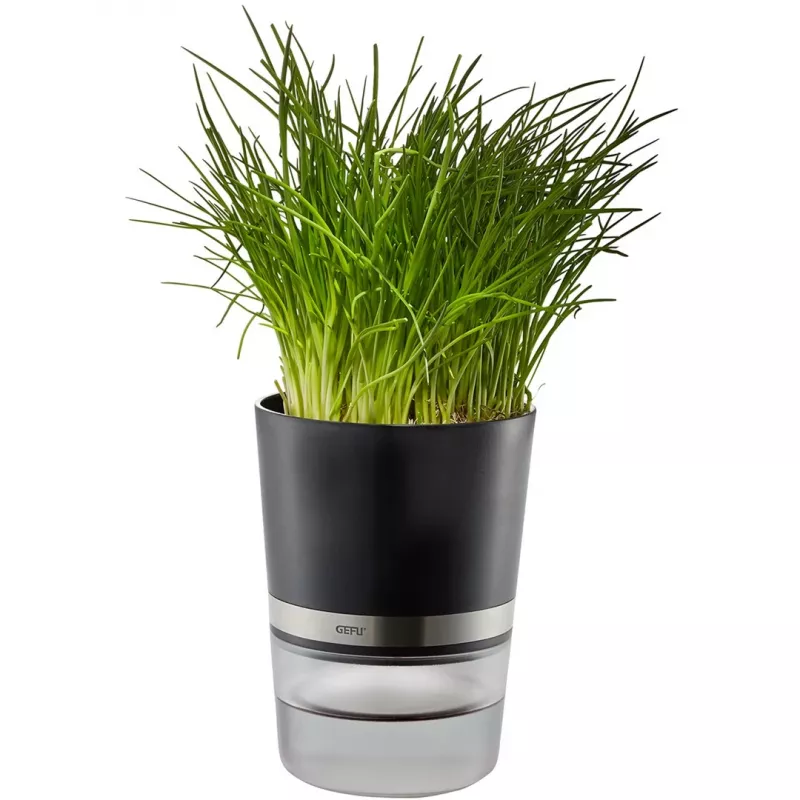 Maceta de hierbas GEFU BOTANICO autónoma plástico, acero inoxidable negra