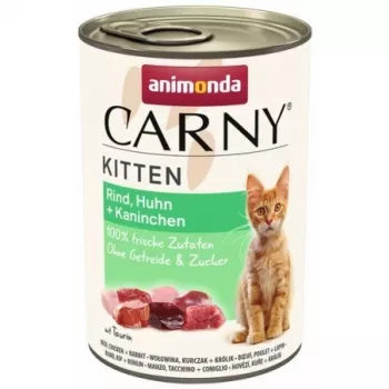 animonda Carny Comida húmeda para gatos 400 g – alto contenido en carne, sin cereales, sabor pollo, para gatitos