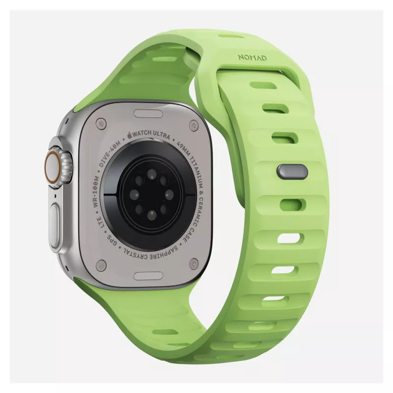 Correa Nomad Sport Band verde claro de goma — ancho 21,5 mm, muñeca 160–195 mm