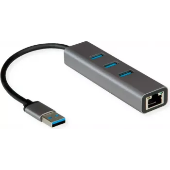 Dock para portátil ROLINE 12021112 con cable USB Type-A gris Ethernet 1000 Mbit/s