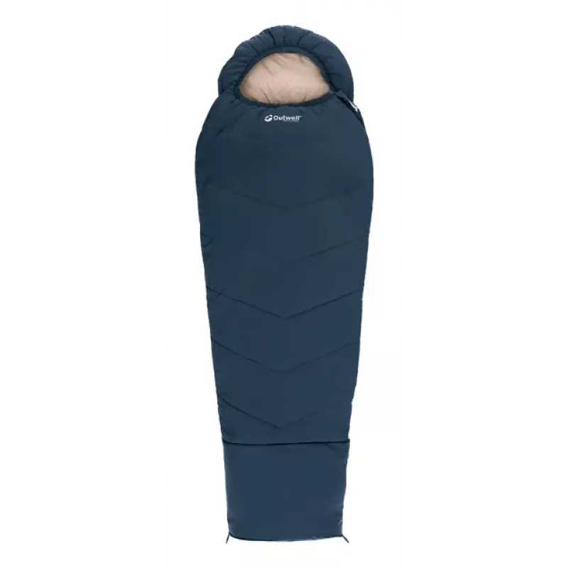 Saco de dormir Outwell infantil forma momia poliéster azul — 1700 mm de largo, 630 mm de ancho, para usuarios de hasta 150 cm