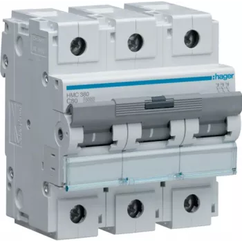 Interruptor automático Hager 3P 15kA C-80A 4,5M HMC380 (HMC380)