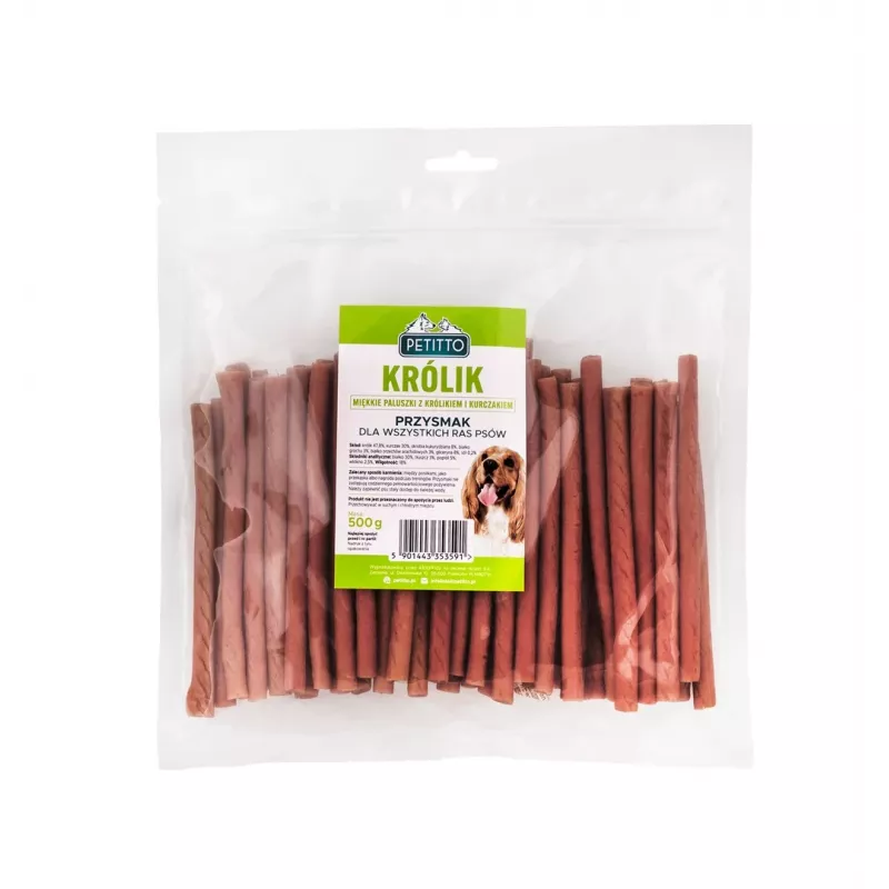 PETITTO Deditos blandos de conejo snack para perros, 500 g