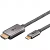 Cable adaptador trenzado USB, conector macho USB-C > conector macho HDMI, 4K / 60Hz (negro/plata, 2 metros)