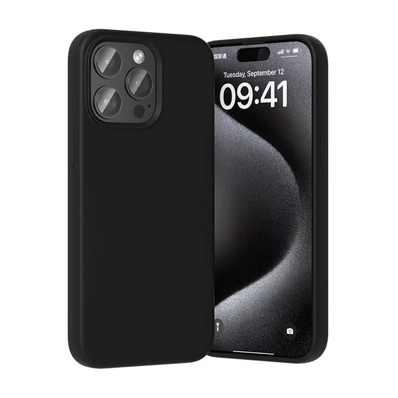 Funda protectora de silicona Vention KUFB0-40 para iPhone 15 Pro Max — funda negra de tacto suave