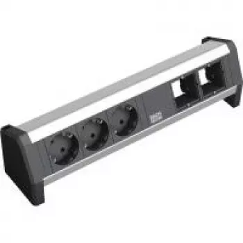 Alargador de corriente Bachmann 3x Schuko 2x GST18 Negro Plata