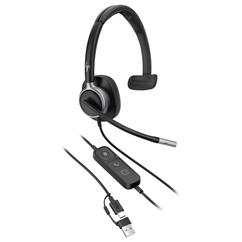 Headset monoaural con cable USB Poly Mission 615 — peso 117,5 g