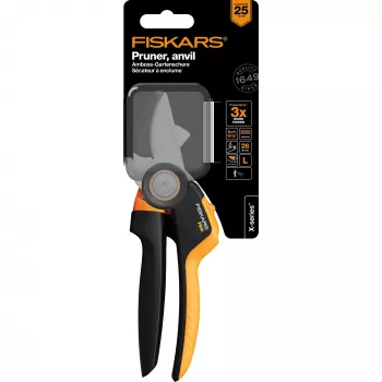 Tijera de jardín Fiskars X-Series P941 yunque negra, naranja