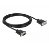 Delock RS-232 Cable serie, D-Sub 9 macho a hembra, carcasa de conector estrecha, 3 m, negro