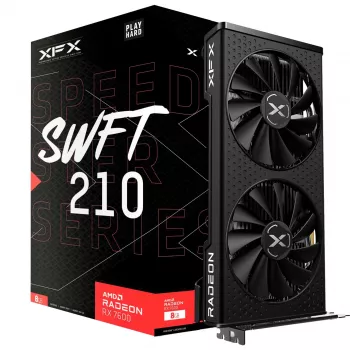Tarjeta gráfica XFX Radeon RX 7600 — 8 GB GDDR6, PCIe 4.0, 128 bits, 2x DisplayPort 2.1, HDMI 2.1, 2 ventiladores
