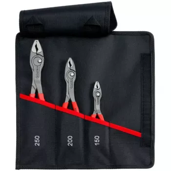 Bolsa enrollable Knipex TwinGrip set de alicates de mordaza frontal, 3 piezas, longitudes 150/200/250 mm, rojo